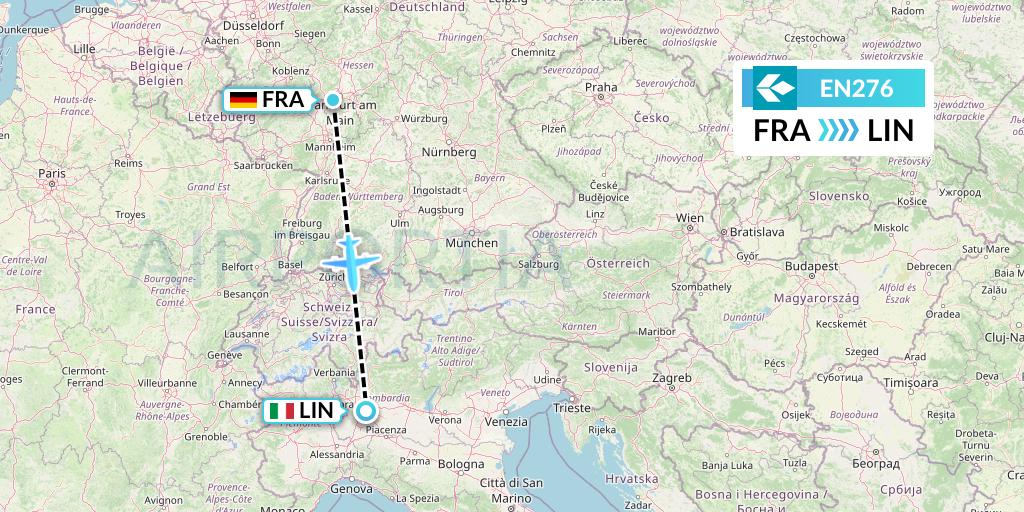 EN276 Air Dolomiti Flight Map: Frankfurt to Milan