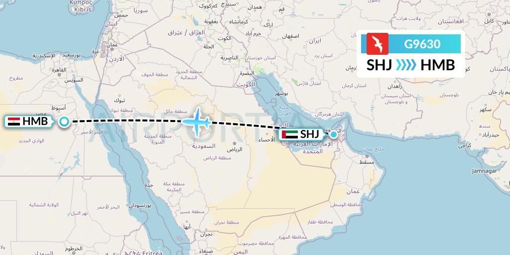 G9630 Air Arabia Flight Map: Sharjah to Sohag