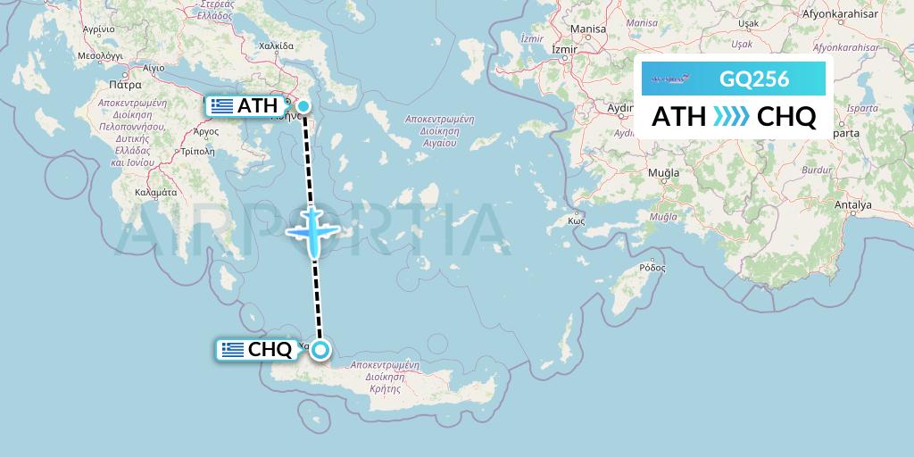 GQ256 Sky Express (Greece) Flight Map: Athens to Chania