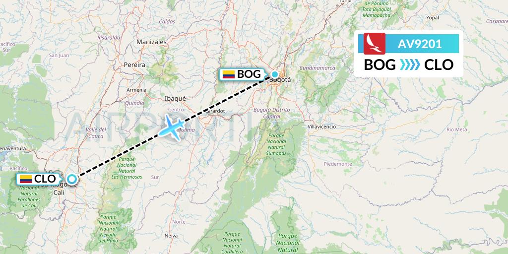 AV9201 Avianca Flight Map: Bogota to Cali