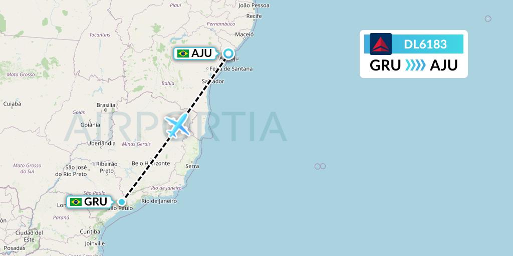 DL6183 Delta Air Lines Flight Map: Sao Paulo to Aracaju