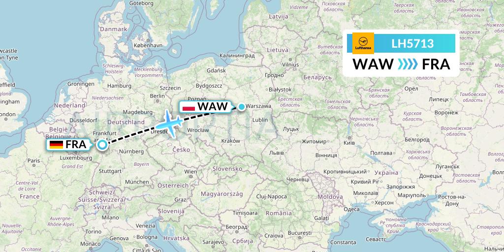 LH5713 Lufthansa Flight Map: Warsaw to Frankfurt