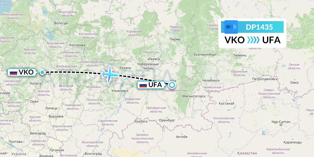 DP1435 Pobeda Flight Map: Moscow to Ufa