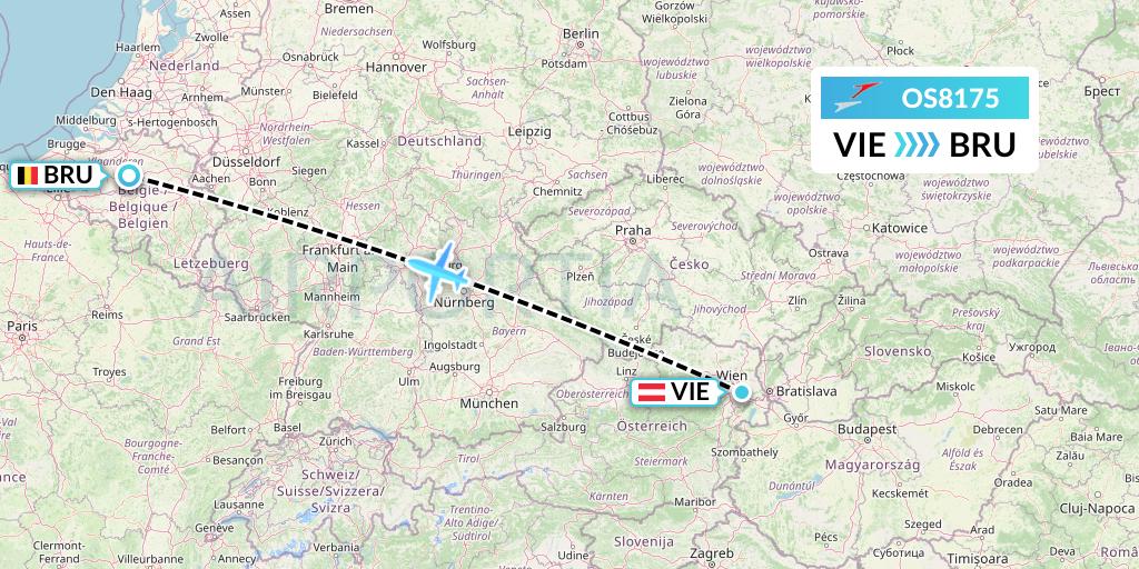 OS8175 Austrian Airlines Flight Map: Vienna to Brussels