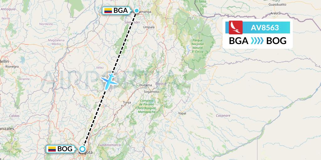 AV8563 Avianca Flight Map: Bucaramanga to Bogota