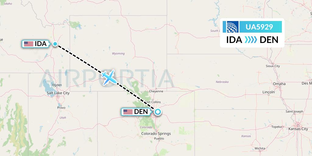 UA5929 United Airlines Flight Map: Idaho Falls to Denver