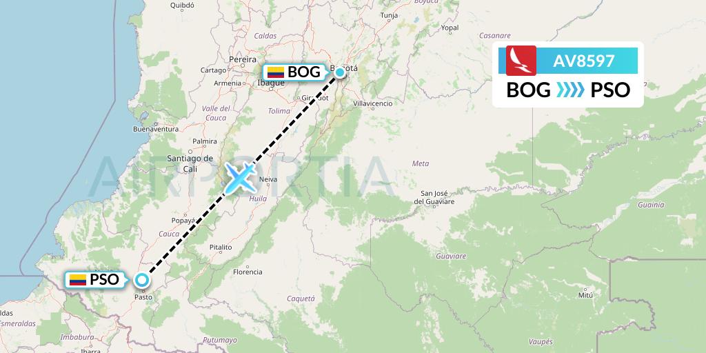 AV8597 Avianca Flight Map: Bogota to Pasto