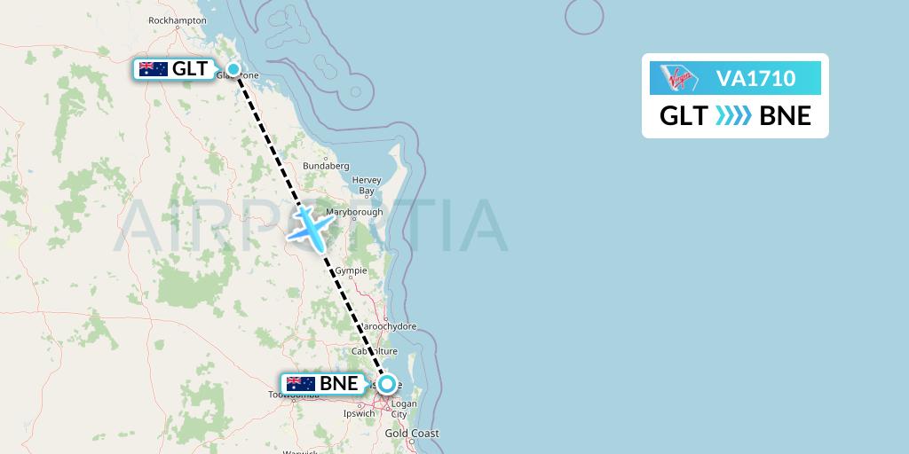 VA1710 Virgin Australia Flight Map: Gladstone to Brisbane