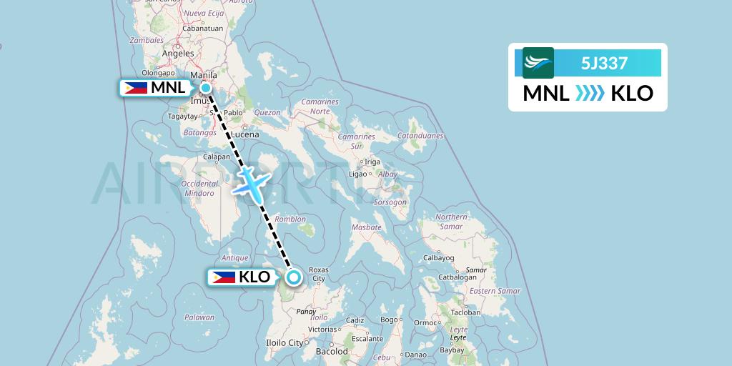 5J337 CEBU Pacific Air Flight Map: Manila to Kalibo