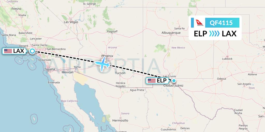 QF4115 Qantas Flight Map: El Paso to Los Angeles