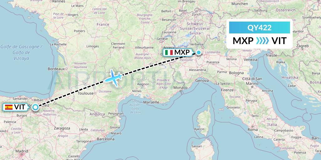 QY422 European Air Transport Flight Map: Milan to Vitoria