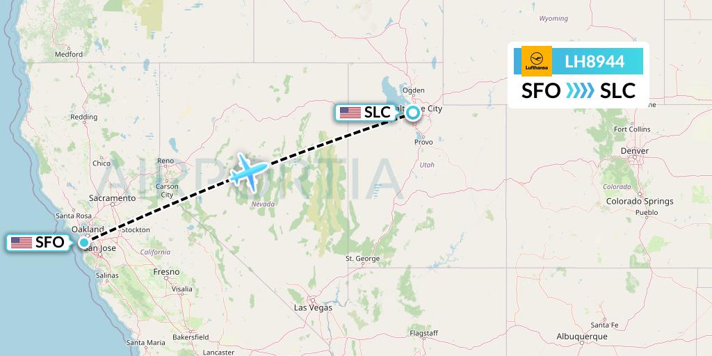 LH8944 Lufthansa Flight Map: San Francisco to Salt Lake City