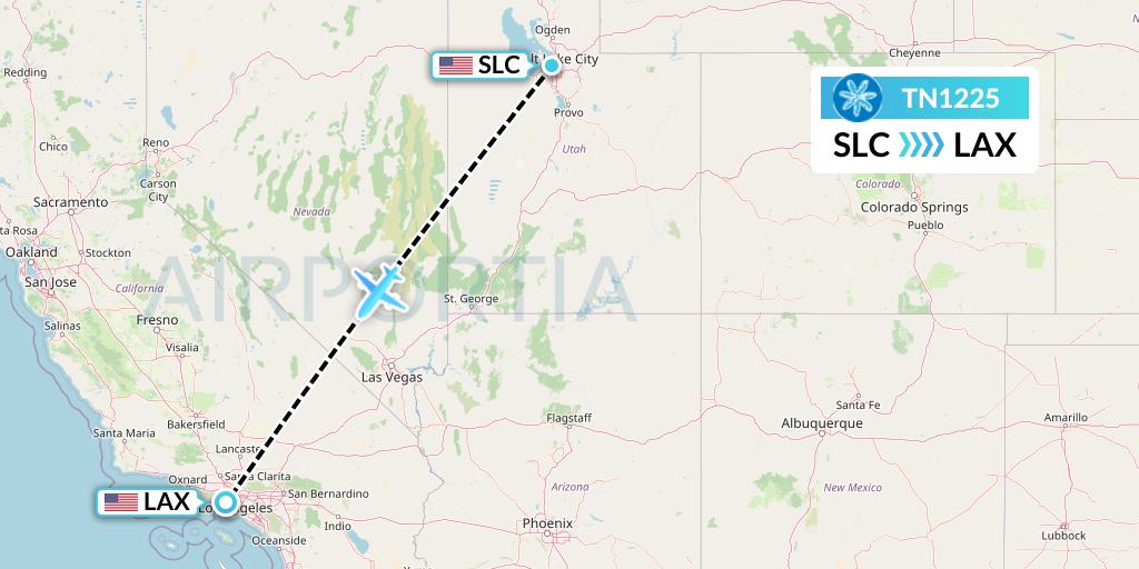 TN1225 Air Tahiti Nui Flight Map: Salt Lake City to Los Angeles