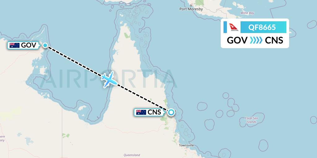 QF8665 Qantas Flight Map: Gove to Cairns