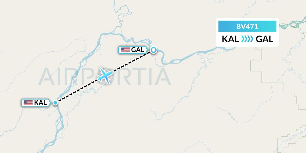 8V471 Wright Air Service Flight Map: Kaltag to Galena