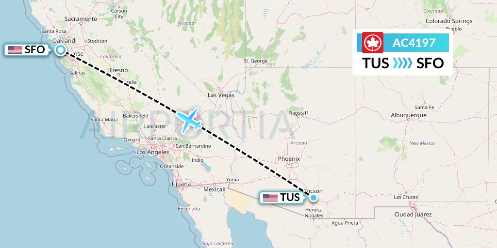 AC4197 Air Canada Flight Map: Tucson to San Francisco