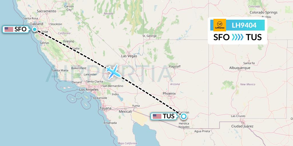 LH9404 Lufthansa Flight Map: San Francisco to Tucson