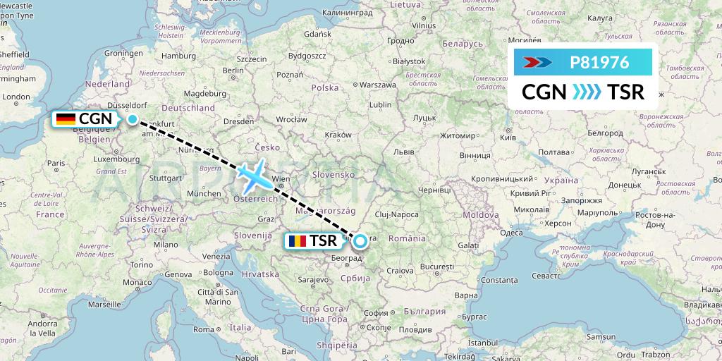 P81976 Sprint Air Flight Map: Cologne to Timisoara
