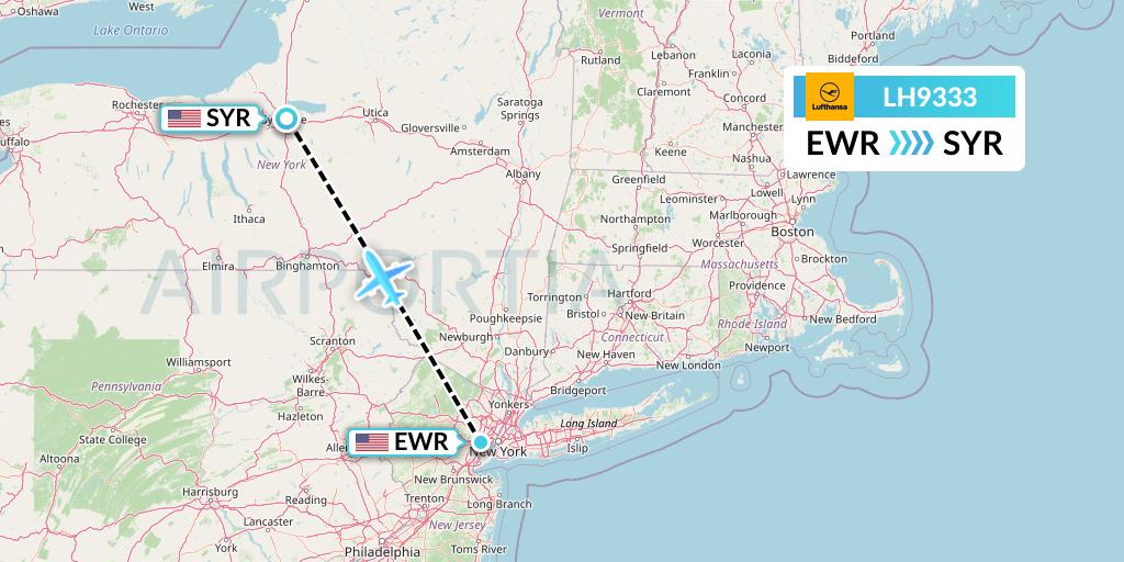 LH9333 Lufthansa Flight Map: New York to Syracuse