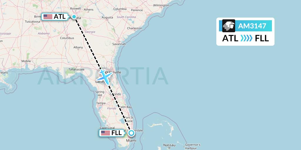 AM3147 Aeromexico Flight Map: Atlanta to Fort Lauderdale