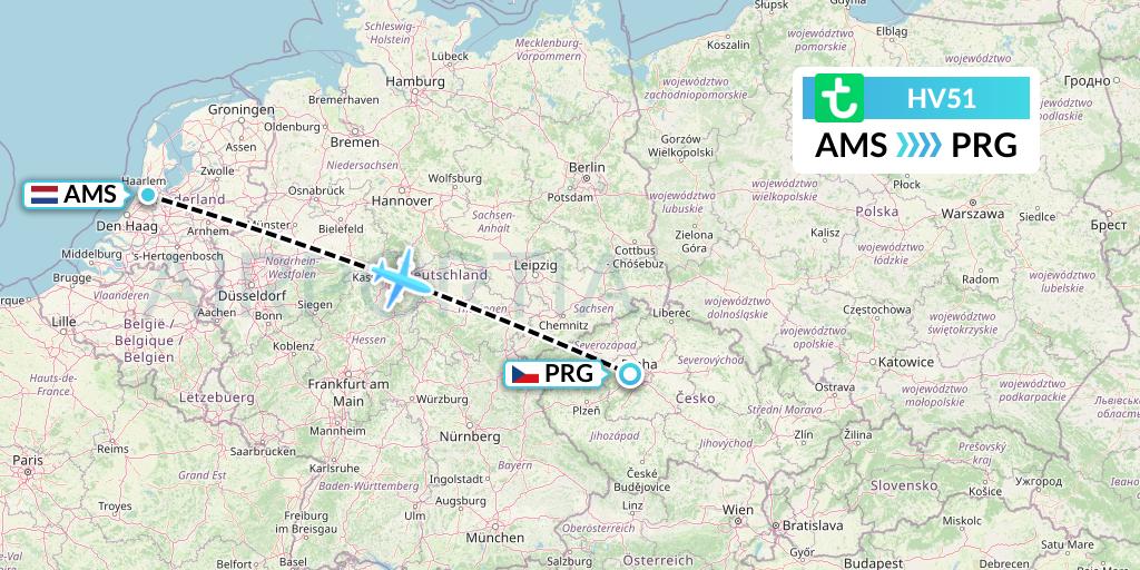 HV51 Transavia Flight Map: Amsterdam to Prague