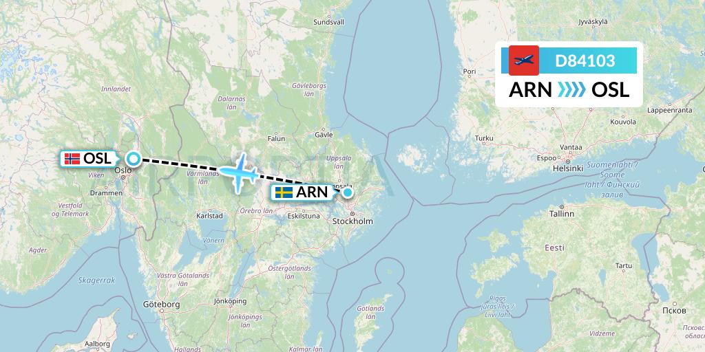 D84103 Norwegian Air International Flight Map: Stockholm to Oslo
