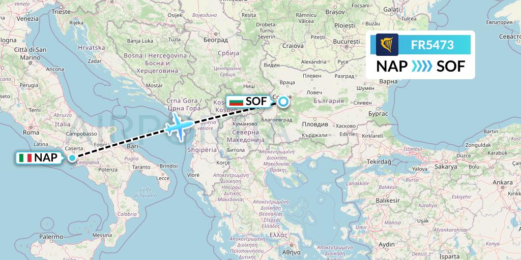 FR5473 Ryanair Flight Map: Naples to Sofia