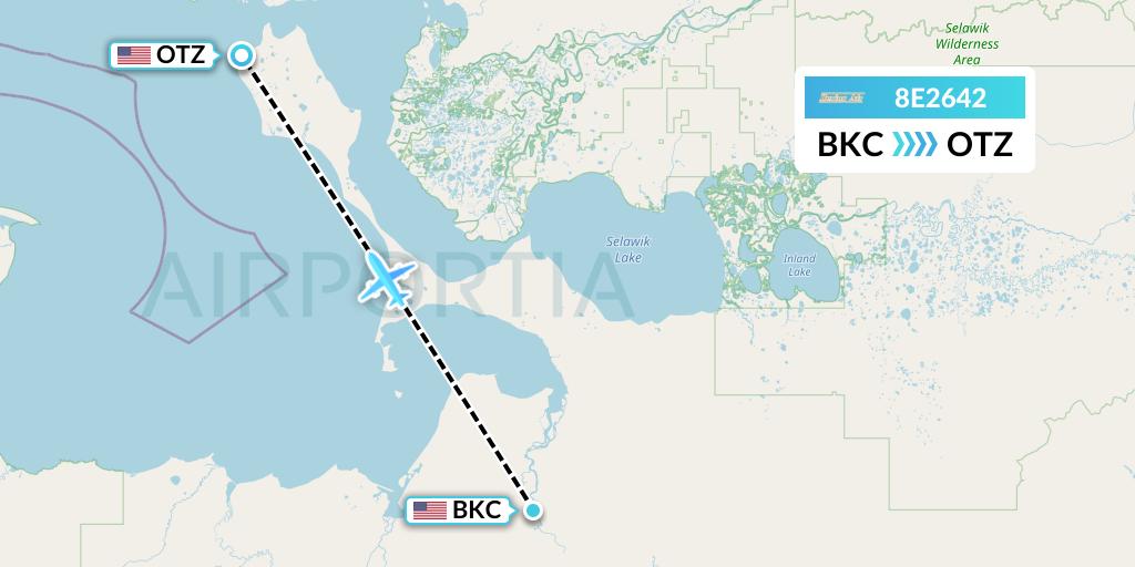 8E2642 Bering Air Flight Map: Buckland to Kotzebue