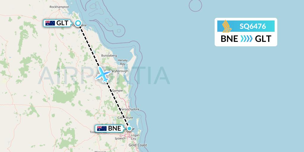 SQ6476 Singapore Airlines Flight Map: Brisbane to Gladstone