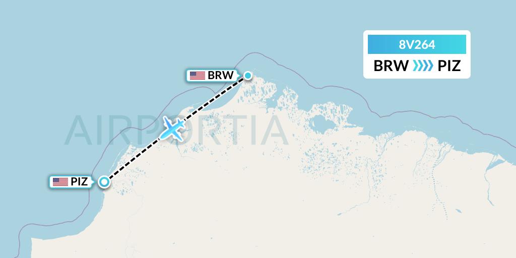8V264 Wright Air Service Flight Map: Barrow to Point Lay