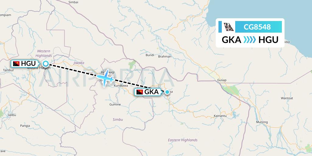 CG8548 Airlines PNG Flight Map: Goronka to Mount Hagen