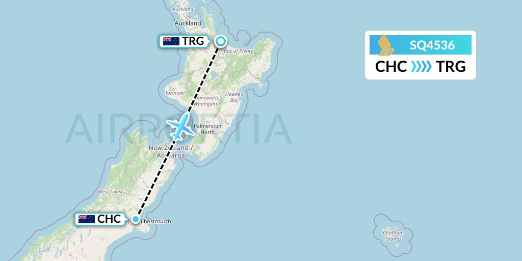 SQ4536 Singapore Airlines Flight Map: Christchurch to Tauranga