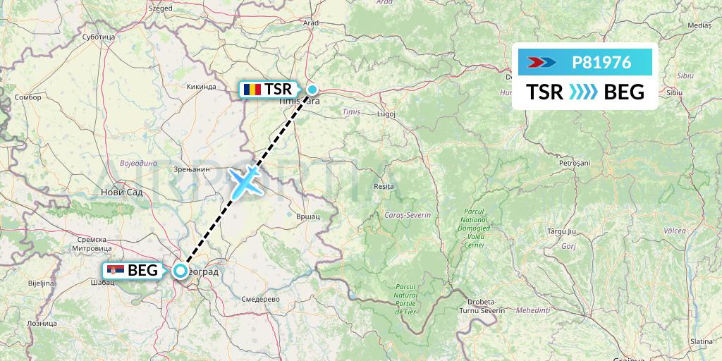 P81976 Sprint Air Flight Map: Timisoara to Belgrade