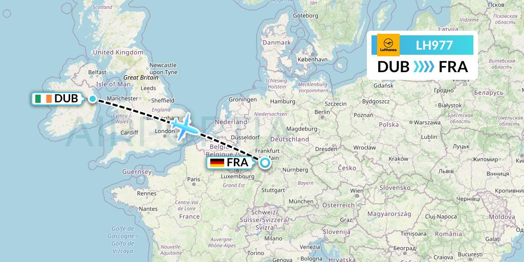 LH977 Lufthansa Flight Map: Dublin to Frankfurt