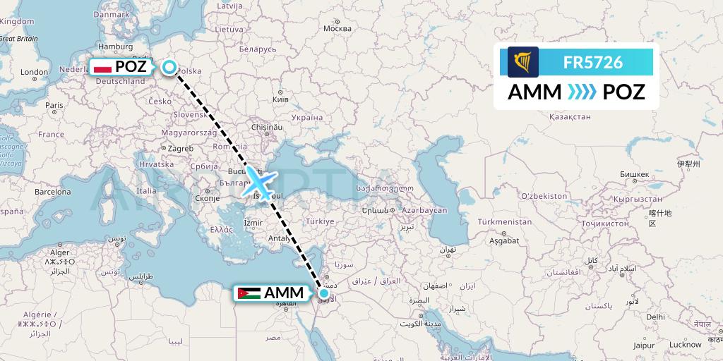 FR5726 Flight Status Ryanair Amman to Poznan (RYR5726)
