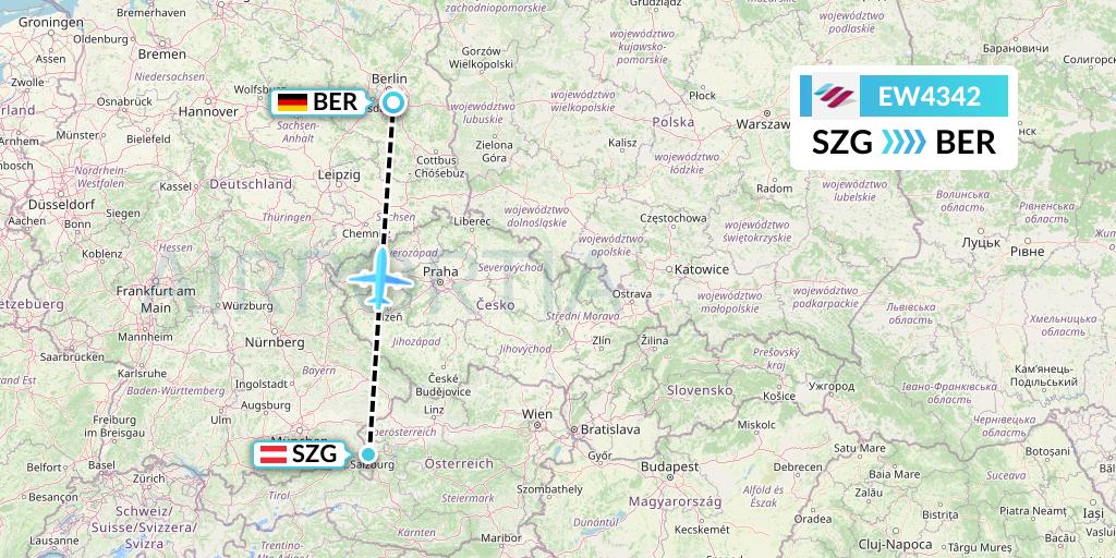 EW4342 Eurowings Flight Map: Salzburg to Berlin