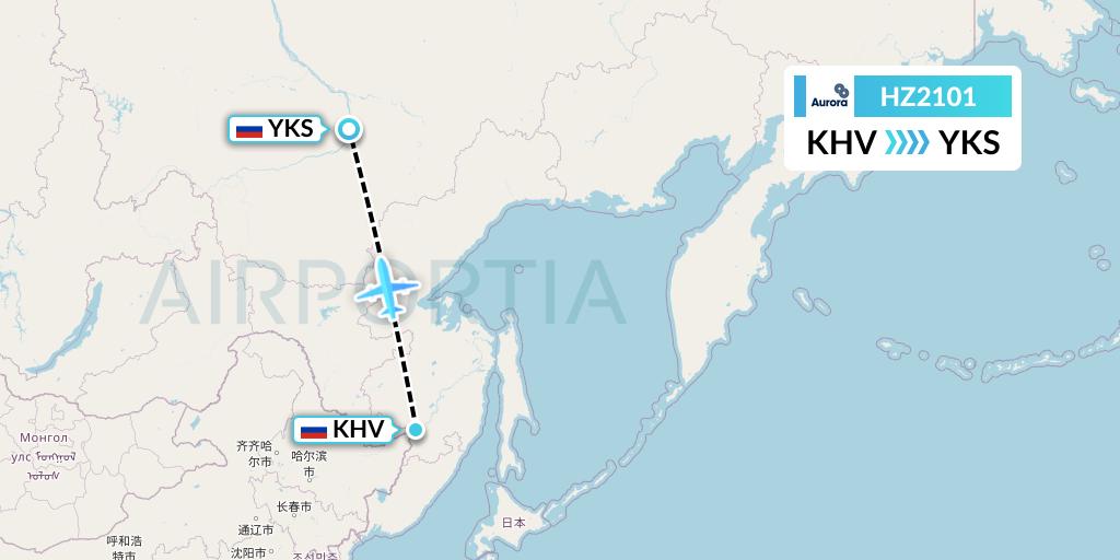 HZ2101 Aurora Flight Map: Khabarovsk to Yakutsk
