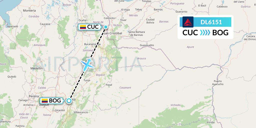 DL6151 Delta Air Lines Flight Map: Cucuta to Bogota