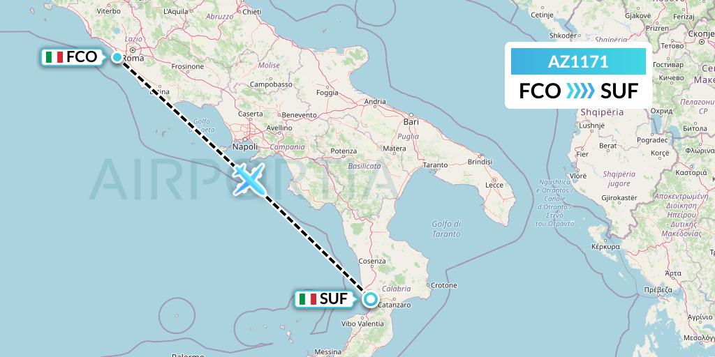 AZ1171 ITA Airways Flight Map: Rome to Lamezia Terme
