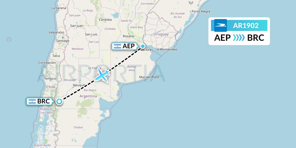 AR1902 Aerolineas Argentinas Flight Map: Buenos Aires to San Carlos de Bariloche