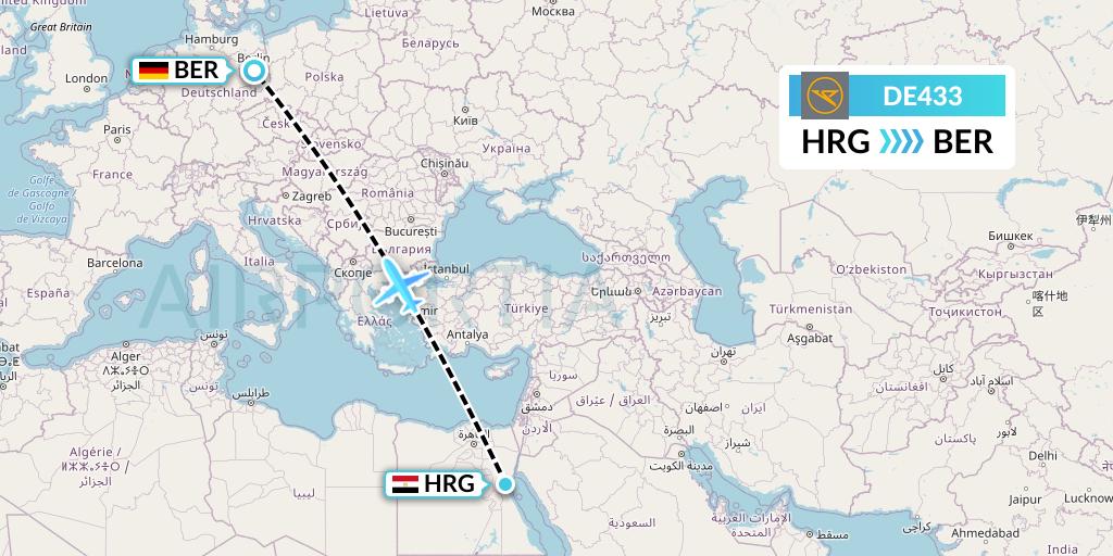DE433 Condor Flight Map: Hurghada to Berlin