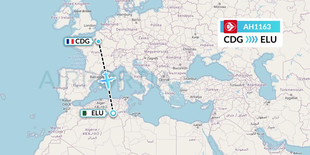 AH1163 Air Algerie Flight Map: Paris to Guemar