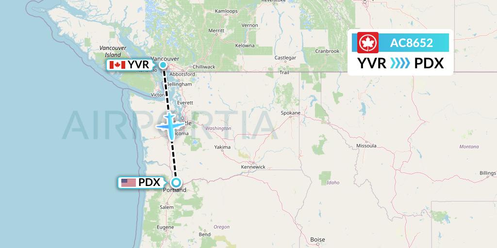 AC8652 Air Canada Flight Map: Vancouver to Portland
