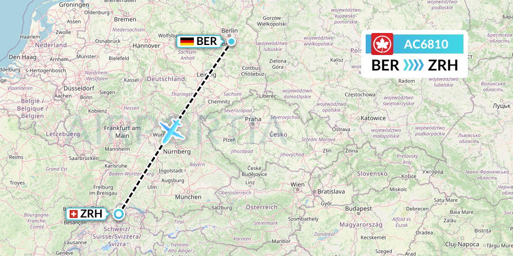 AC6810 Air Canada Flight Map: Berlin to Zurich