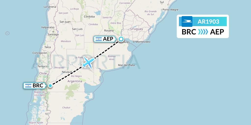AR1903 Aerolineas Argentinas Flight Map: San Carlos de Bariloche to Buenos Aires