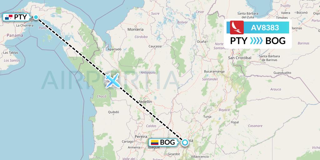 AV8383 Avianca Flight Map: Panama City to Bogota