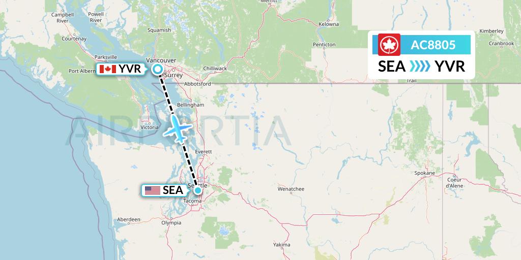 AC8805 Air Canada Flight Map: Seattle to Vancouver