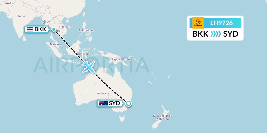 LH9726 Lufthansa Flight Map: Bangkok to Sydney