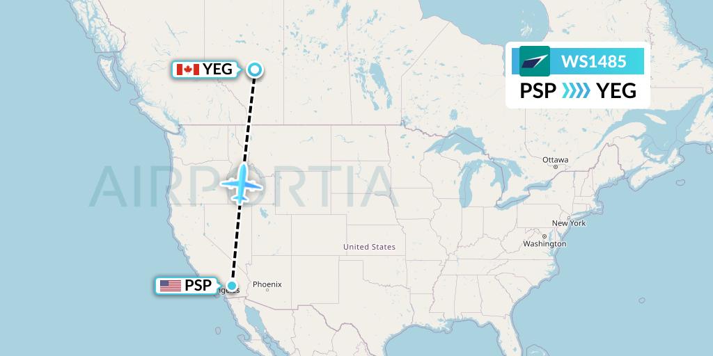 WS1485 Flight Status WestJet Palm Springs to Edmonton (WJA1485)