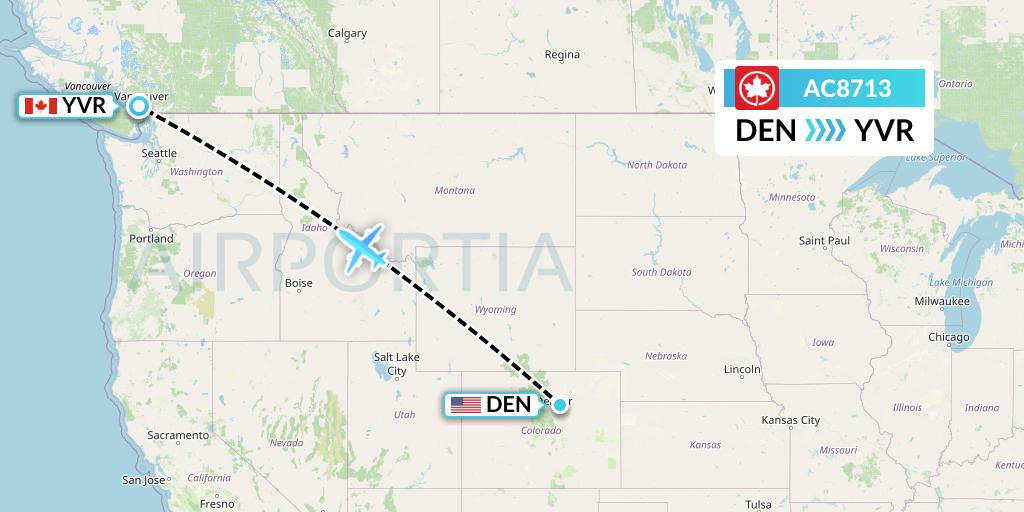 AC8713 Air Canada Flight Map: Denver to Vancouver
